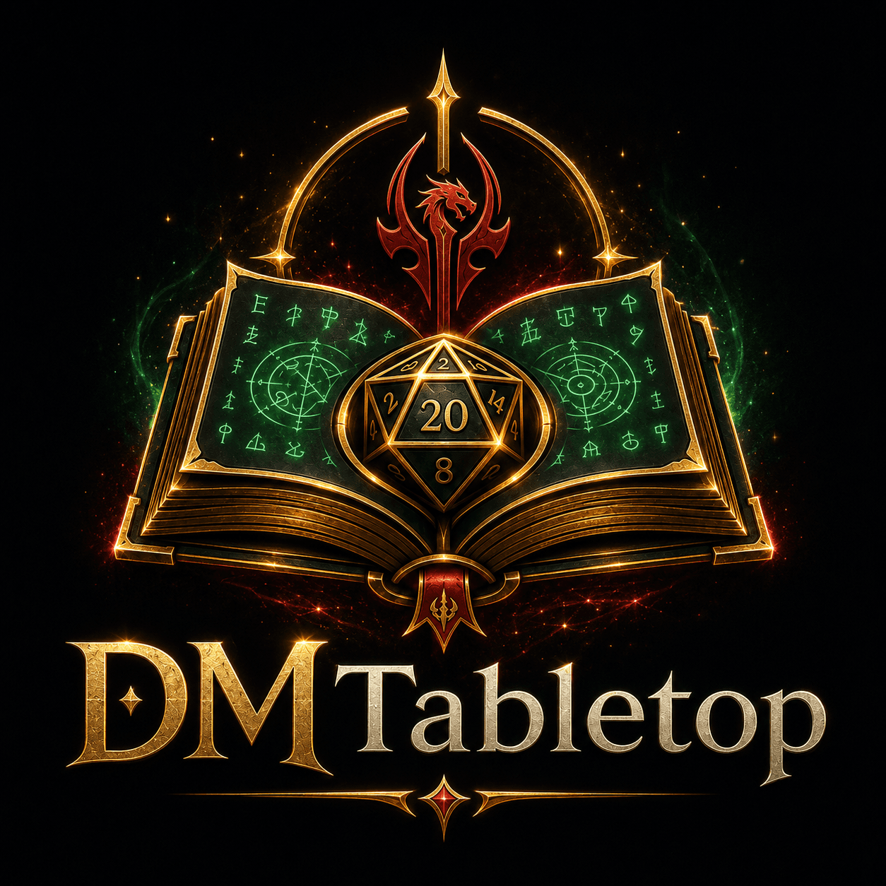 DMTabletop arcane campaign journal and d20 emblem